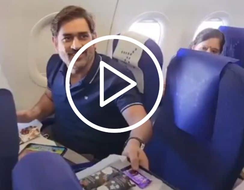 [WATCH] MS Dhoni Blushes as Air Hostess Presents Him with Chocolates and Special Note Mid-Flight